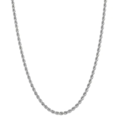 Pre-owned Accessories & Jewelry 14k White Gold 4mm Solid Plain Rope Chain W/ Lobster Clasp 18" - 30"