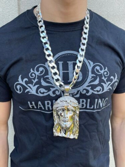 Pre-owned Silver Huge 6" 310 Gram 925  Hip Hop Mens Jesus Piece Pendant Necklace Iced Cz