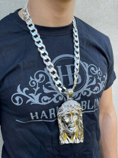 Pre-owned Silver Huge 6" 310 Gram 925  Hip Hop Mens Jesus Piece Pendant Necklace Iced Cz