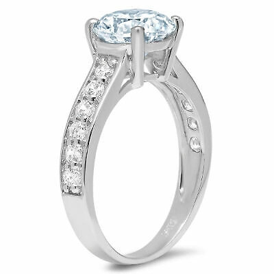 Pre-owned Pucci 2.25ct Round Sky Blue Topaz Promise Bridal Wedding Classic Ring 14k White Gold In D