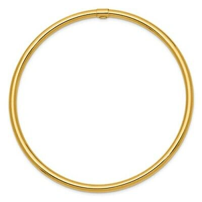 Pre-owned Wishing For Claudia 14k Yellow Gold 3mm Polished 8" Round Slip-on Bangle Bracelet