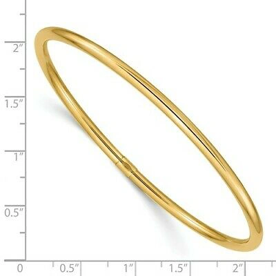 Pre-owned Wishing For Claudia 14k Yellow Gold 3mm Polished 8" Round Slip-on Bangle Bracelet