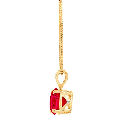 Pre-owned Pucci 3 Ct Round Vvs1 Ruby Solitaire Pendant Necklace 18 Box Chain 14k Yellow Gold In Red