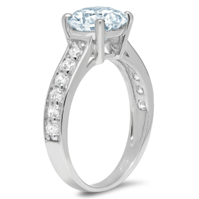 Pre-owned Pucci 2.25ct Round Real Aquamarine Promise Bridal Wedding Classic Ring 14k White Gold In D