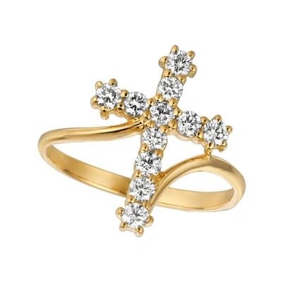 Pre-owned Morris 0.10 Carat Natural Diamond Cross Ring Si 14k White Gold