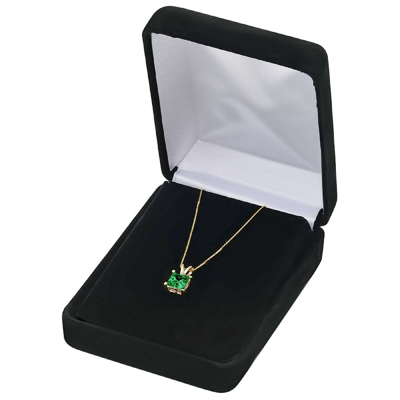 Pre-owned Pucci 1.5 Princess Cut Emerald Simulated Pendant 18" Chain Box 14k Solid Yellow Gold In Green
