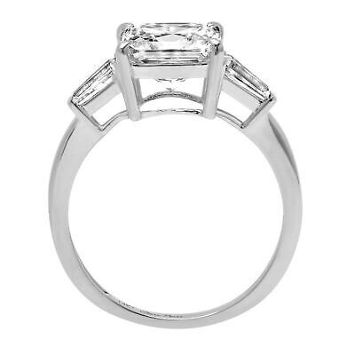 Pre-owned Pucci 3.5 Ct Asscher Cut 3 Stone Moissanite Promise Bridal Wedding Ring 14k White Gold In White/colorless