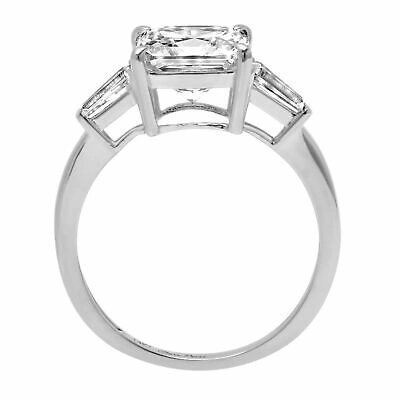 Pre-owned Pucci 3.5 Ct Asscher Cut 3 Stone Moissanite Promise Bridal Wedding Ring 14k White Gold In White/colorless