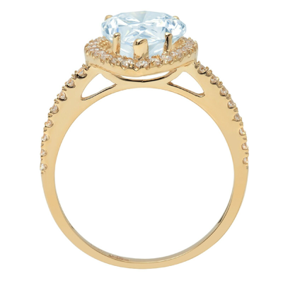 Pre-owned Pucci 2.45ct Pear Cut Halo Real Aquamarine Promise Bridal Wedding Ring 14k Yellow Gold In D