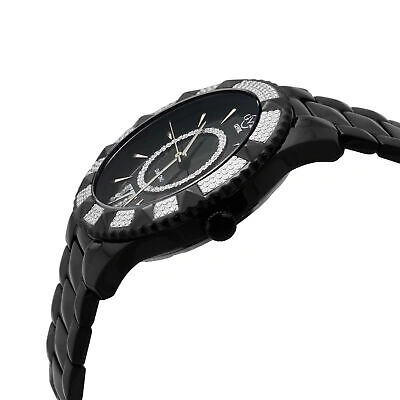 Pre-owned Gv2 By Gevril Women's 11713-425 Venice Black Dial Black Ip Diamond Wristwatch
