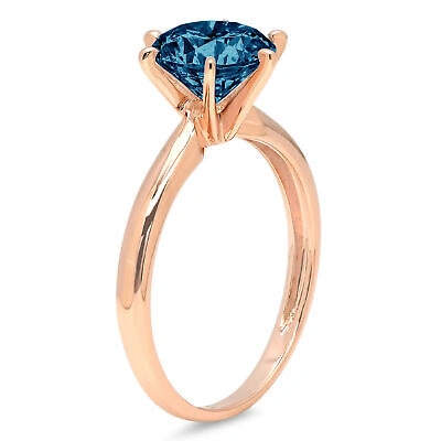 Pre-owned Pucci 1.5 Round Cut London Blue Topaz Wedding Bridal Promise Ring Solid 14k Rose Gold In D