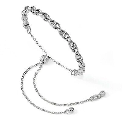 Pre-owned Superdealsforeverything Real 14kt White Gold Polished Fancy Link Adj. Chain Bracelet