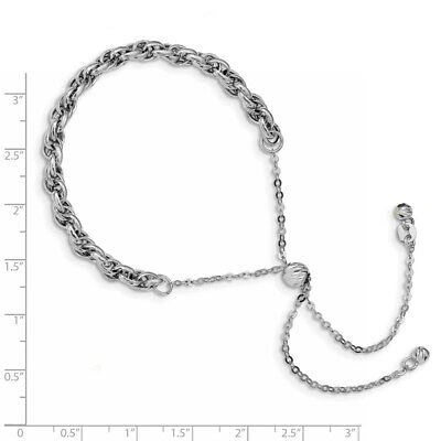 Pre-owned Superdealsforeverything Real 14kt White Gold Polished Fancy Link Adj. Chain Bracelet