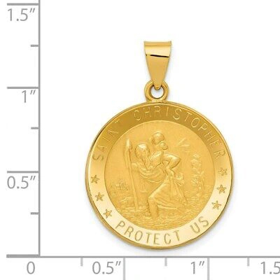 Pre-owned Superdealsforeverything Real 14kt Yellow Gold Saint Christopher Medal Hollow Pendant