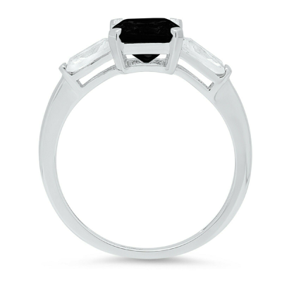 Pre-owned Pucci 1.62 Emerald 3stone Natural Onyx Promise Bridal Wedding Ring 14k White Gold In D