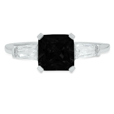 Pre-owned Pucci 1.62 Emerald 3stone Natural Onyx Promise Bridal Wedding Ring 14k White Gold In D