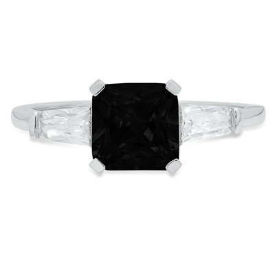 Pre-owned Pucci 1.62 Emerald 3stone Natural Onyx Promise Bridal Wedding Ring 14k White Gold In D