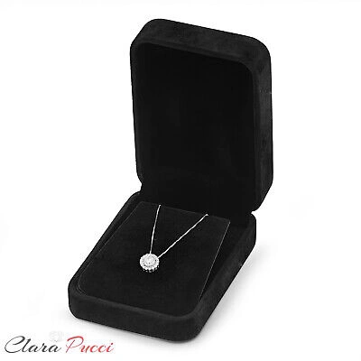 Pre-owned Pucci 1.3ct Round Cut Halo Vvs1 Clear Cz Pendant Necklace 18" Chain Box 14k White Gold In D