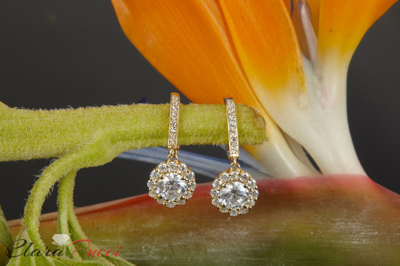 Pre-owned Pucci 2.2 Ct Round Cut Simulated Halo Lever Back Drop Dangle Earrings 14k Yellow Gold