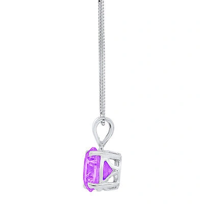 Pre-owned Pucci 3 Ct Round Natural Amethyst Solitaire Pendant Necklace 16" Chain 14k White Gold In Purple