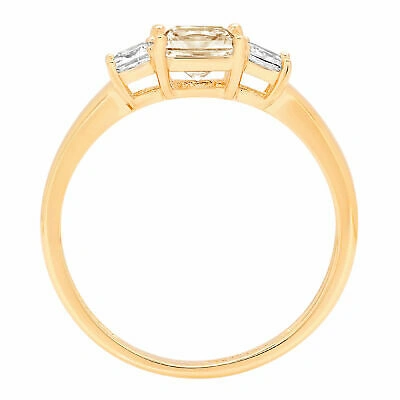 Pre-owned Pucci .95ct Princess Cut 3 Stone Yellow Moissanite Bridal Wedding Ring 14k Yellow Gold