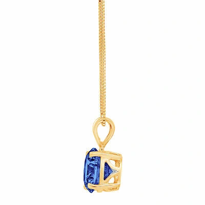 Pre-owned Pucci 3.0 Ct Round Tanzanite Simulated Solitaire Pendant 16" Chain 14k Yellow Gold In D