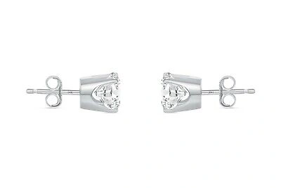 Pre-owned Shine Brite With A Diamond 1.5 Ct Round Lab Created Grown Diamond Earrings 14k White Gold E/vvs Crown Push In White/colorless