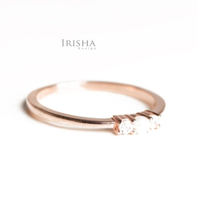Pre-owned Irisha Designs 0.06ct. Genuine Diamond Freshwater Pearl Engagement Ring In 14k Gold In F-g