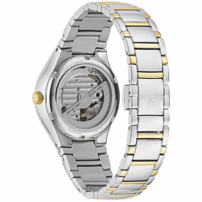 Pre-owned Bulova 98l297 Classic Stainless Mother Of Pearl Dial Ladies Automatic Watch