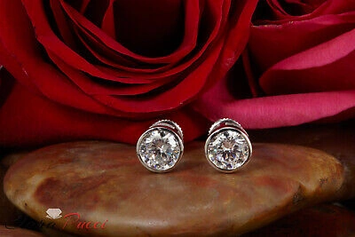 Pre-owned Pucci 1.9ct Stud Solitaire Earrings Gift Round Cut Simulated 14k White Gold Screw Back In D