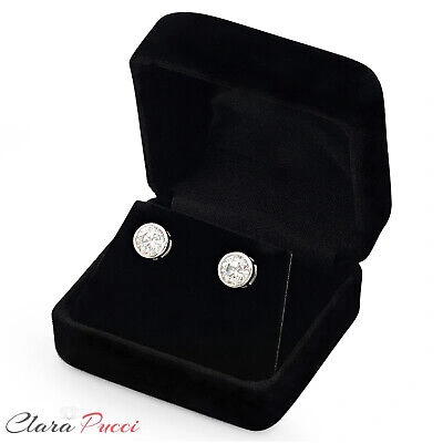 Pre-owned Pucci 1.9ct Stud Solitaire Earrings Gift Round Cut Simulated 14k White Gold Screw Back In D