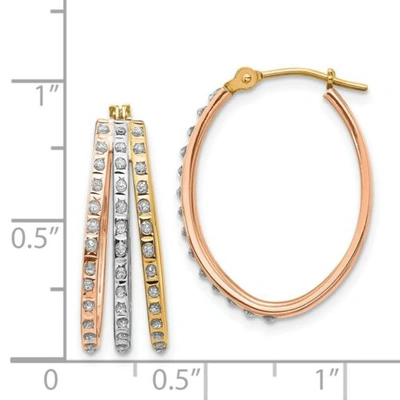 Pre-owned Goldia 14k Tri-color Diamond Fascination Three Oval Hoop Earrings In Yellow
