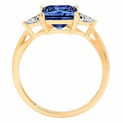 Pre-owned Pucci 2.4ct Pr Trillion 3 Stone Tanzanite Stone Promise Wedding Ring 14k Yellow Gold In D