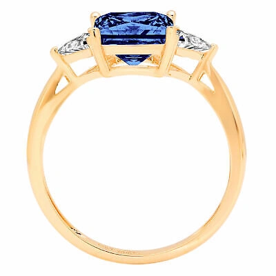 Pre-owned Pucci 2.4ct Pr Trillion 3 Stone Tanzanite Stone Promise Wedding Ring 14k Yellow Gold In D