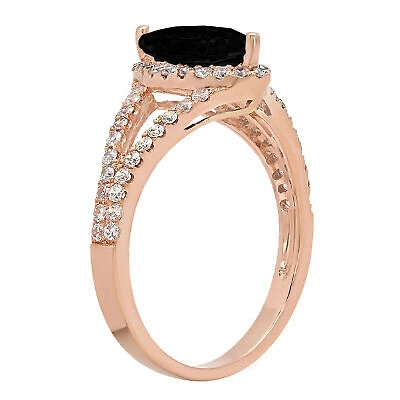 Pre-owned Pucci 1.2ct Marquise Split Shank Natural Onyx Promise Wedding Ring Solid 14k Rose Gold In D