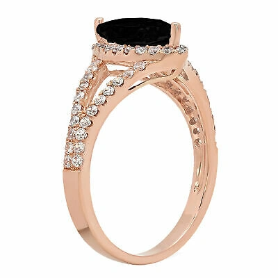 Pre-owned Pucci 1.2ct Marquise Split Shank Natural Onyx Promise Wedding Ring Solid 14k Rose Gold In D