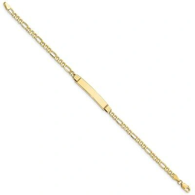 Pre-owned Skyjewelers Real 10k Yellow Gold Figaro Link Id Chain Bracelet; 8 Inch; Lobster Clasp