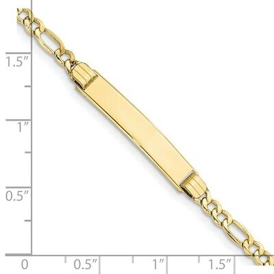 Pre-owned Skyjewelers Real 10k Yellow Gold Figaro Link Id Chain Bracelet; 8 Inch; Lobster Clasp