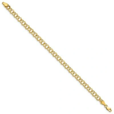 Pre-owned Skyjewelers Real 14kt Yellow Gold Double Link Charm Chain Bracelet; 7 Inch; Lobster Clasp