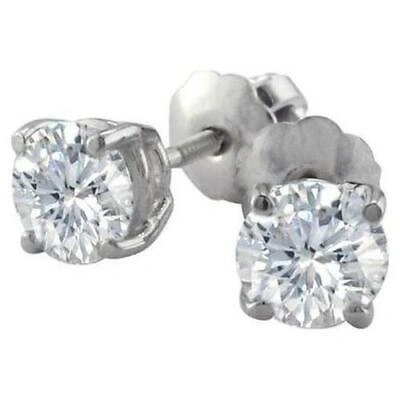 Pre-owned Your Own Diamond Round Diamond 3/4ct Solitaire Studs Earrings 14k White Gold Appraisal Prong Set