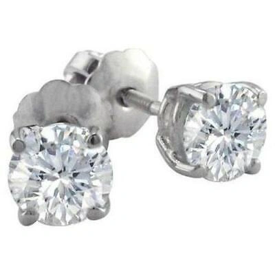 Pre-owned Your Own Diamond Round Diamond 3/4ct Solitaire Studs Earrings 14k White Gold Appraisal Prong Set
