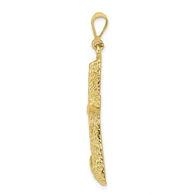Pre-owned Superdealsforeverything Real 10kt Yellow Gold Diamond-cut Cross Pendant