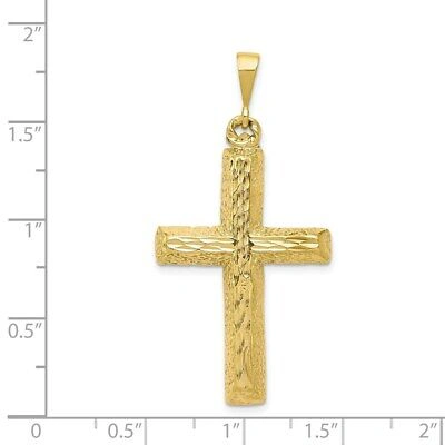 Pre-owned Superdealsforeverything Real 10kt Yellow Gold Diamond-cut Cross Pendant