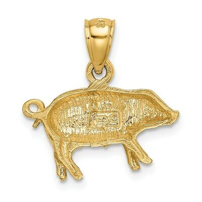Pre-owned Superdealsforeverything Real 14kt Yellow Gold Diamond-cut Pig Pendant