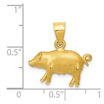 Pre-owned Superdealsforeverything Real 14kt Yellow Gold Diamond-cut Pig Pendant