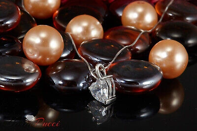 Pre-owned Pucci 0.5 Ct Heart Cut Vvs1 Clear Simulated Pendant 18" Chain Box 14k White Solid Gold In D