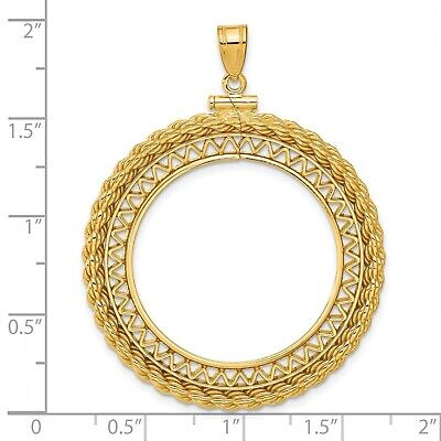 Pre-owned Jewelry Stores Network 1982 1/2 oz Frank Lloyd Wright Arts Screw Top Filigree Rope Coin Bezel 14k Gold