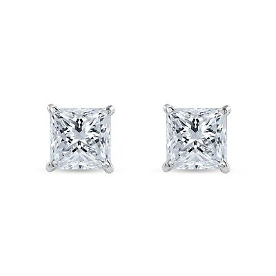 Pre-owned Shine Brite With A Diamond 2.50 Ct Princess Cut Earrings Studs Real 14k White Gold Screw Back Martini In White/colorless