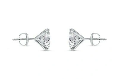 Pre-owned Shine Brite With A Diamond 2.50 Ct Princess Cut Earrings Studs Real 14k White Gold Screw Back Martini In White/colorless