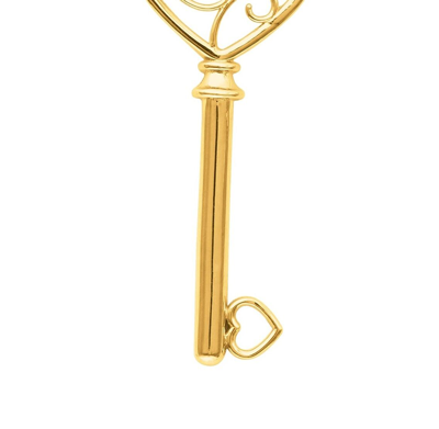 Pre-owned Teachers Jewelry 14k Yellow Gold Love Necklace Script In Heart Key Pendant 18" Cable Chain 50 Mm